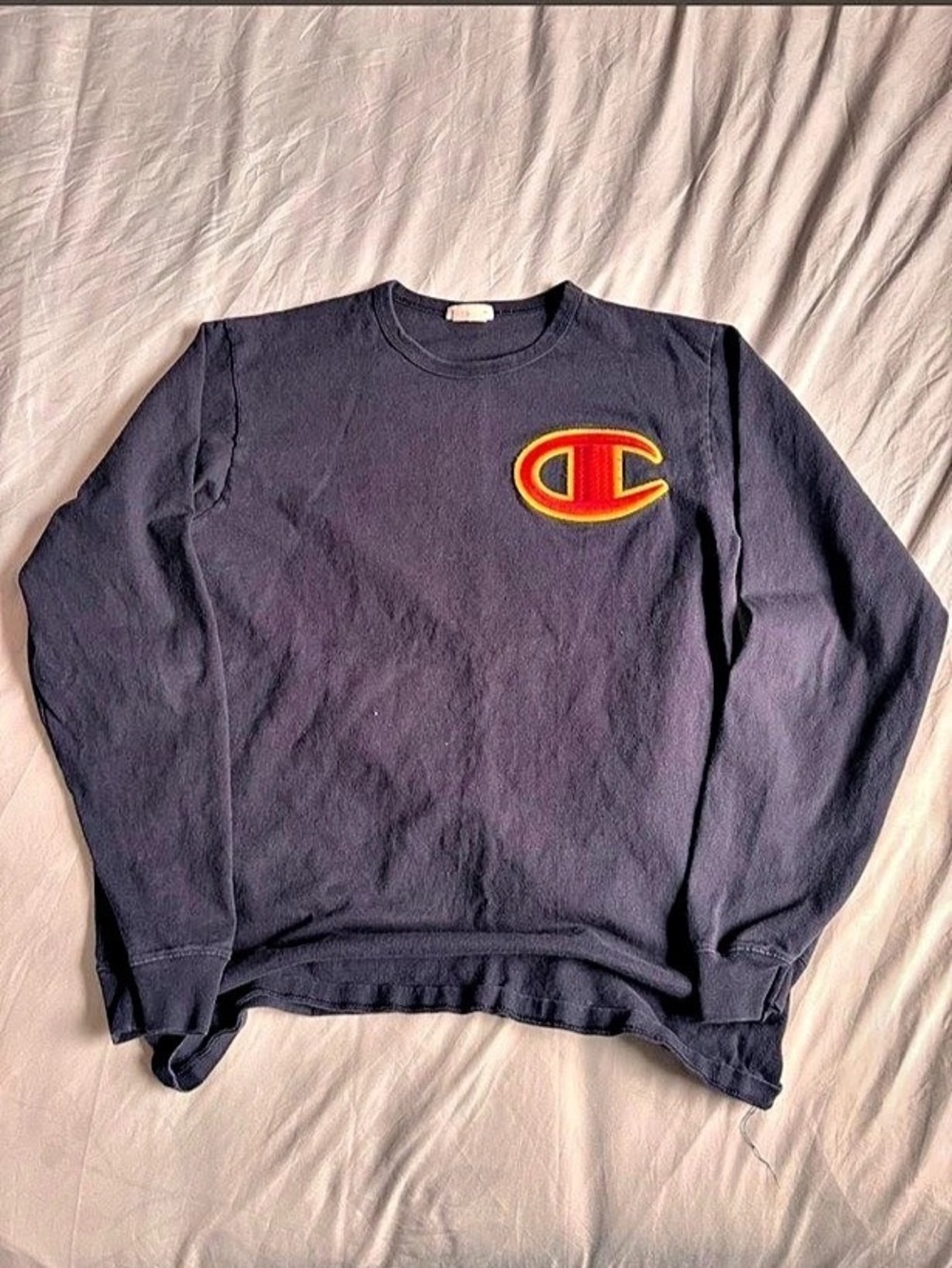 Champion Big C Logo Long Sleeve T-Shirt Blue Large